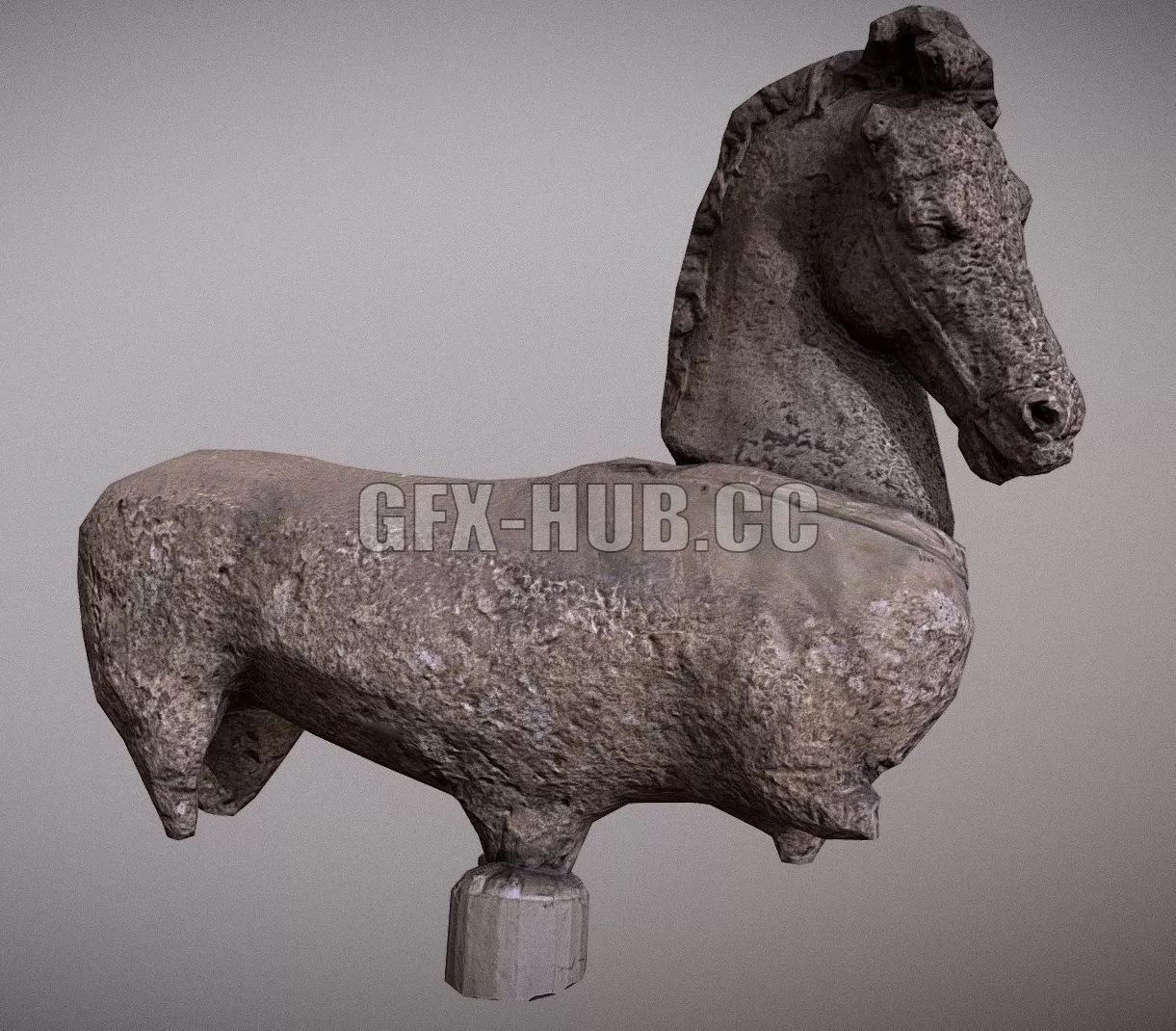 PBR Game 3D Model – Remains of Greek horse sculpture