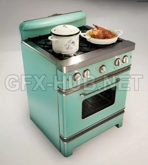 PBR Game 3D Model – Retro Cooker PBR