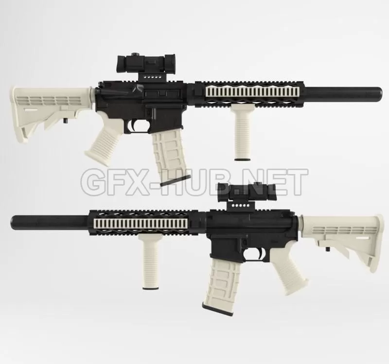 PBR Game 3D Model – Rifle M4 Spikes