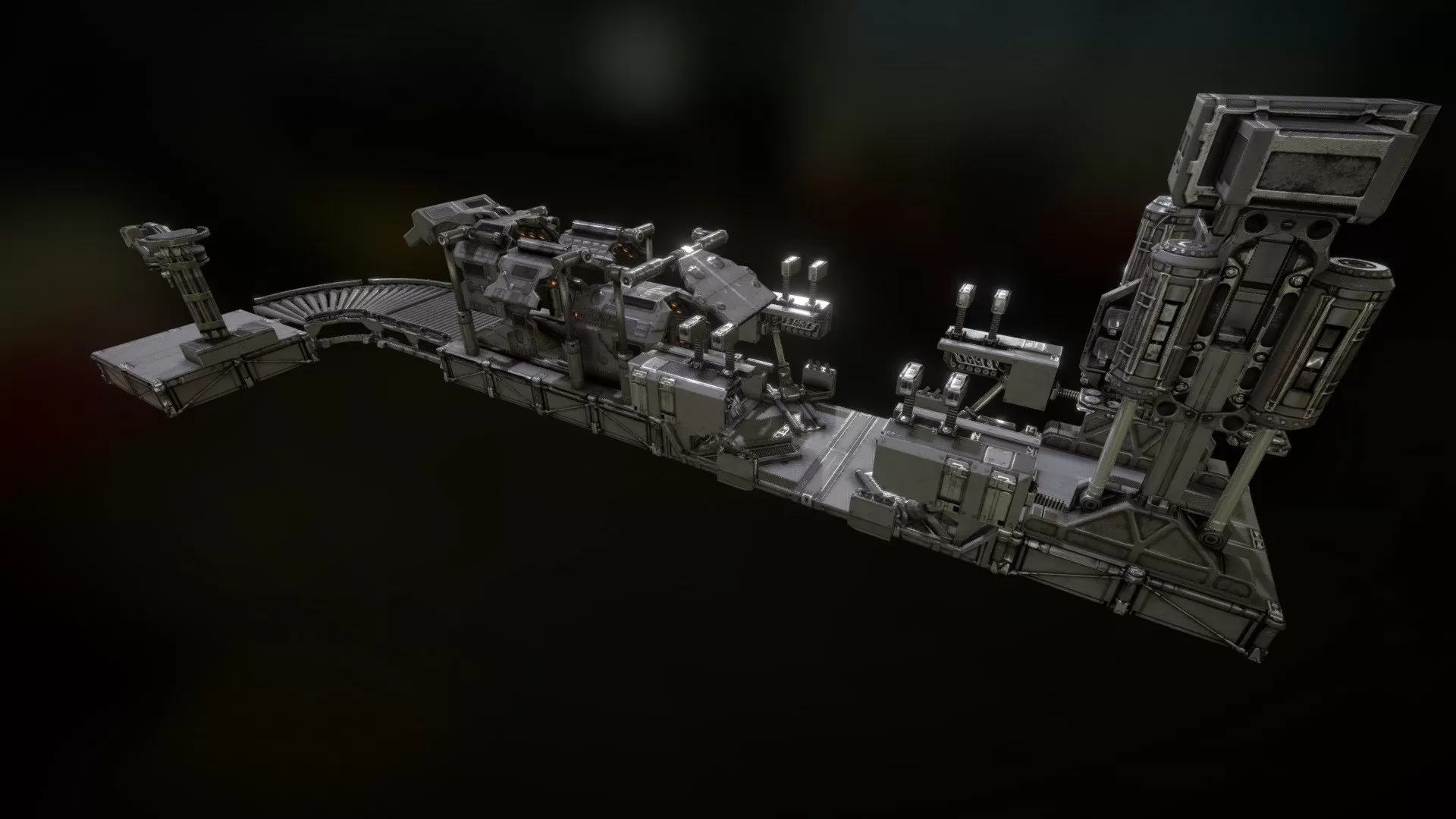 PBR Game 3D Model – Robo-plant Scenery Pieces