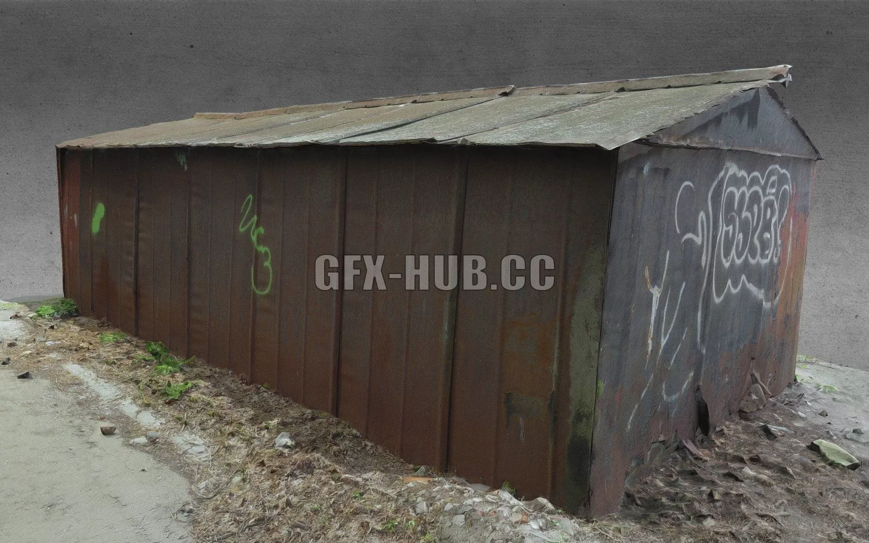 PBR Game 3D Model – Rusty Metal Garage