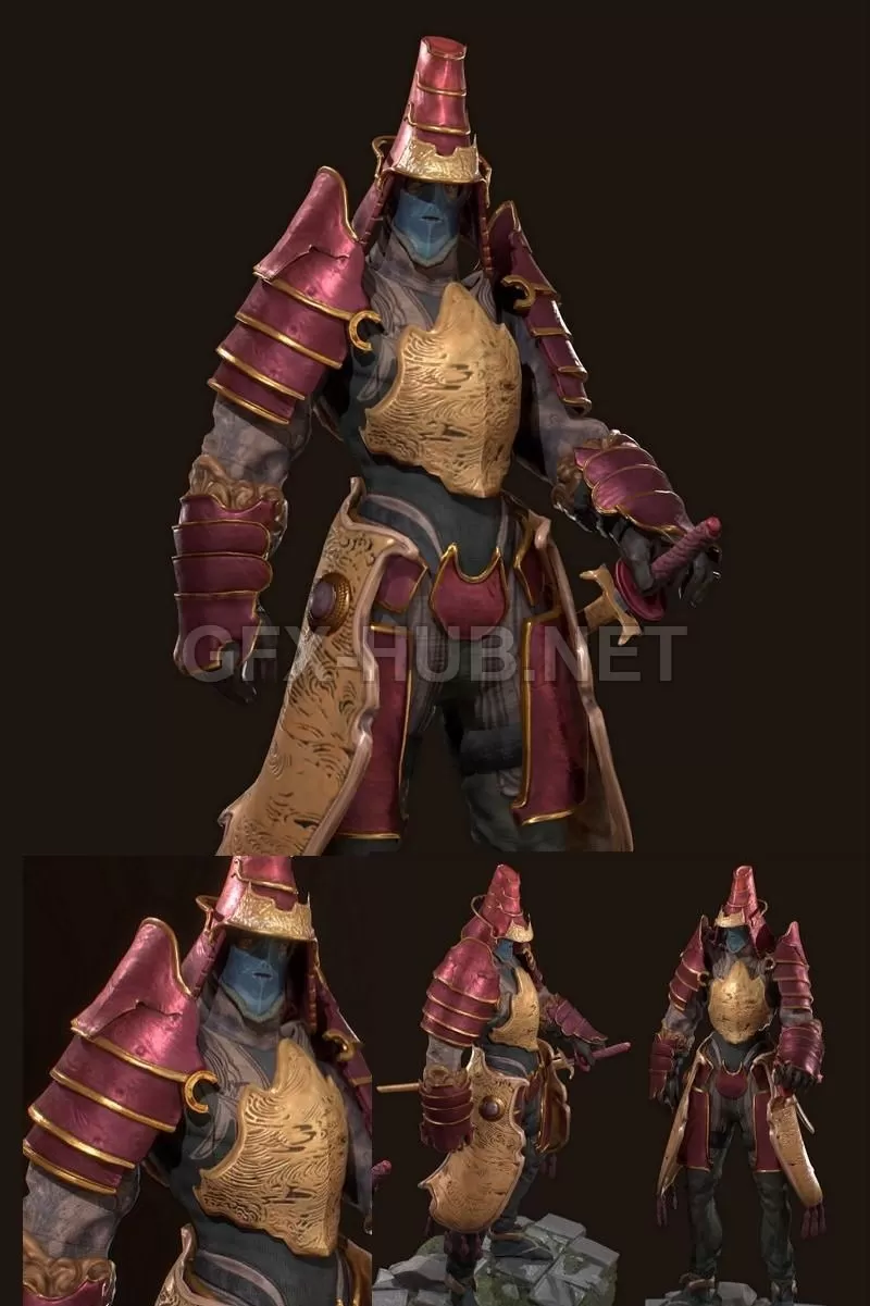 PBR Game 3D Model – Samurai