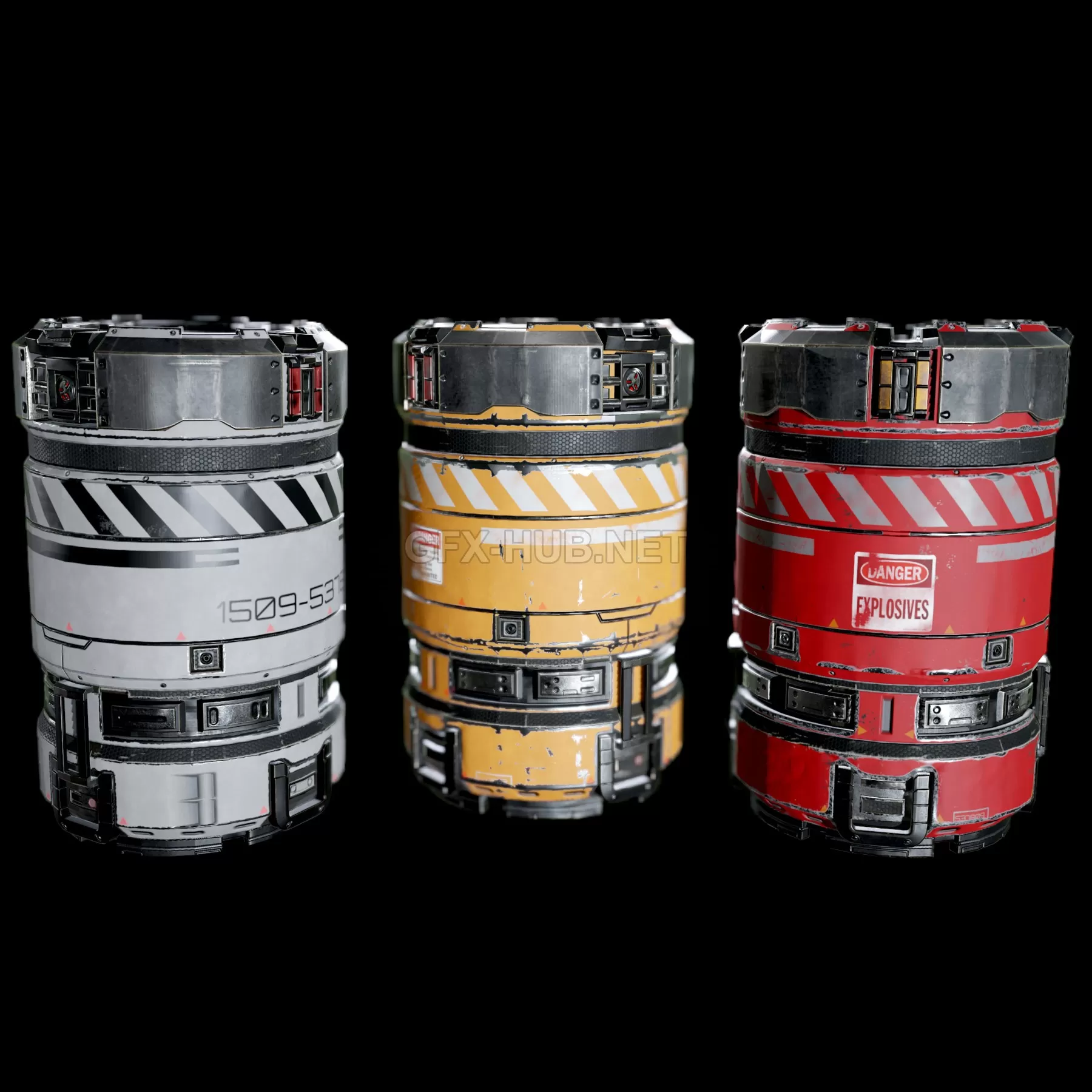 PBR Game 3D Model – Sci-Fi Barrel