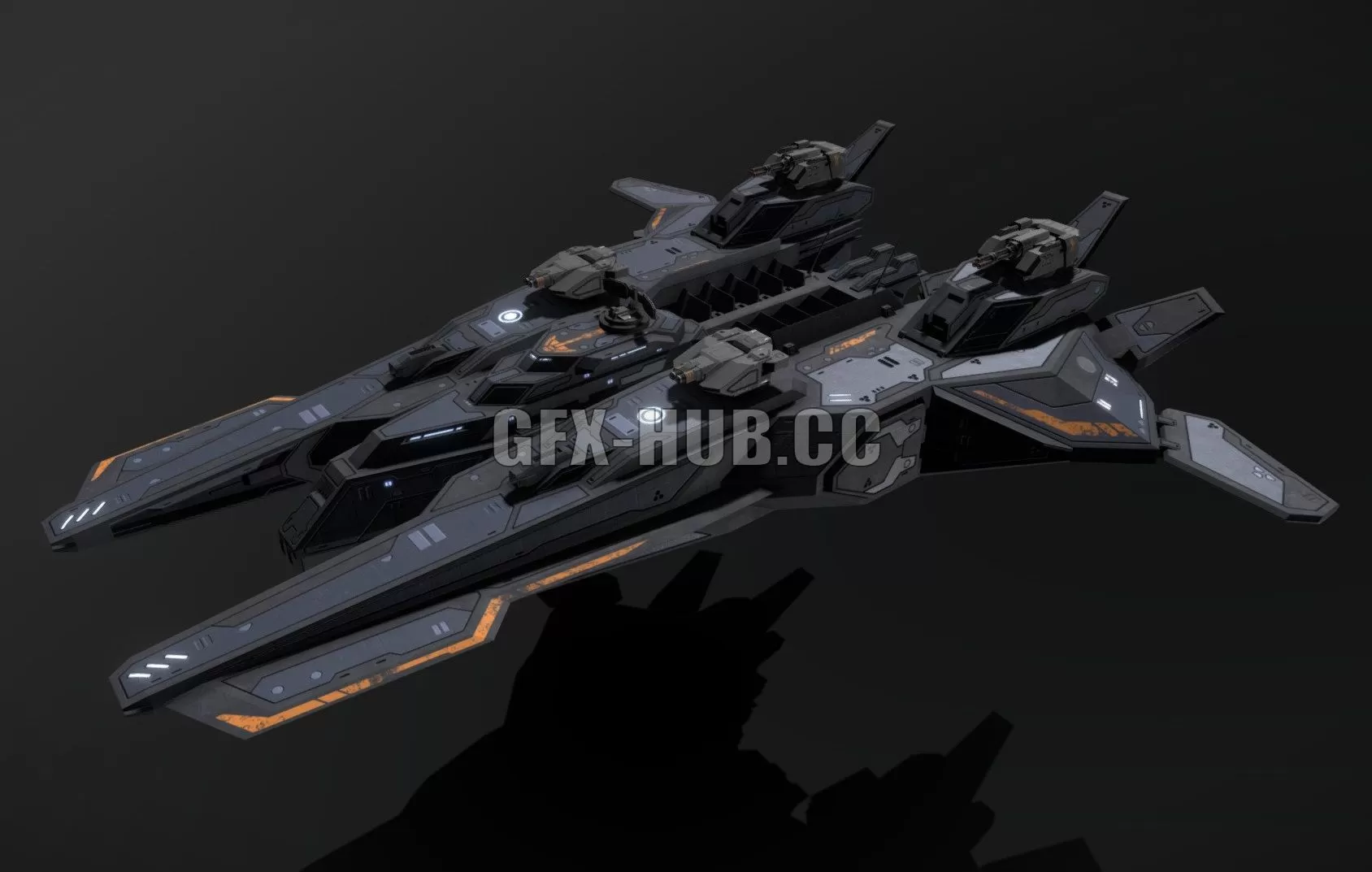 PBR Game 3D Model – Scifi Frigate Sunfire