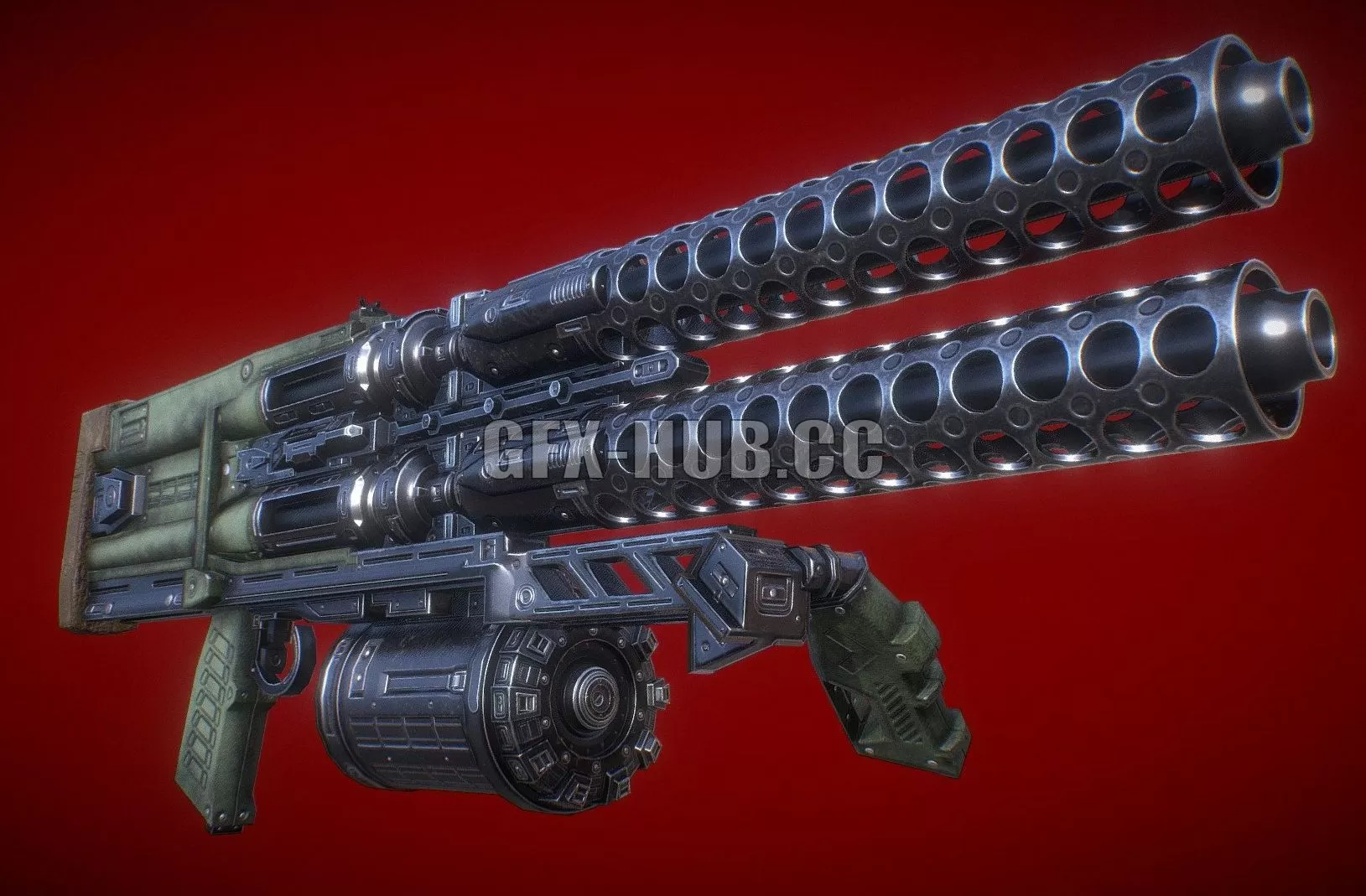 PBR Game 3D Model – Sci-Fi Heavy Assault Rifle