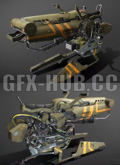 PBR Game 3D Model – Sci-fi Hover Bike PBR