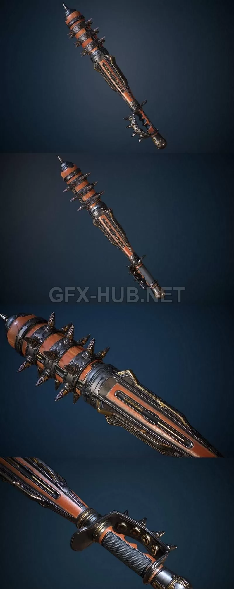 PBR Game 3D Model – Scifi mace