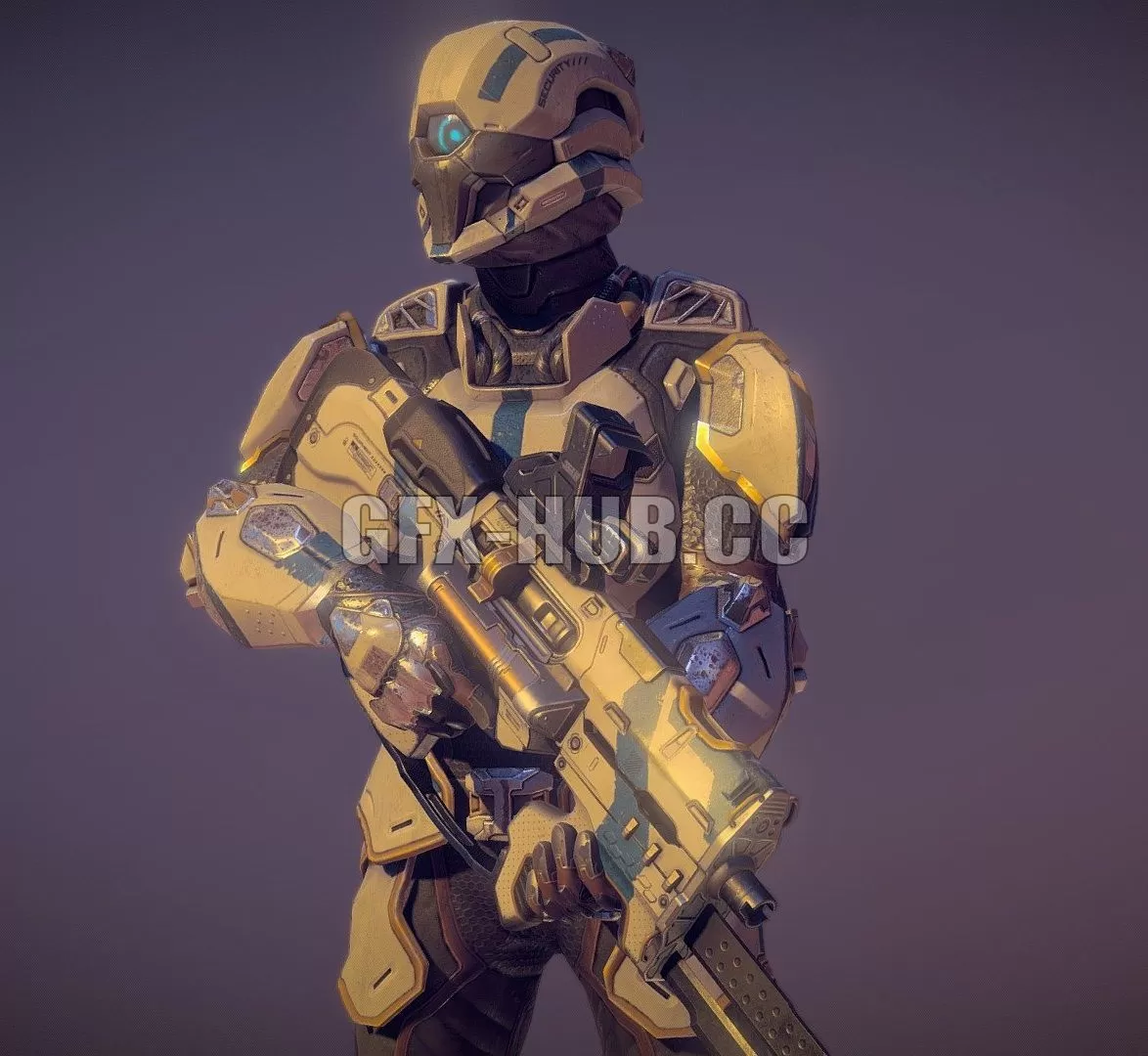 PBR Game 3D Model – Security Cyborg