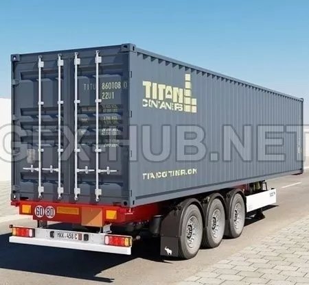 PBR Game 3D Model – Semi-Trailer Container