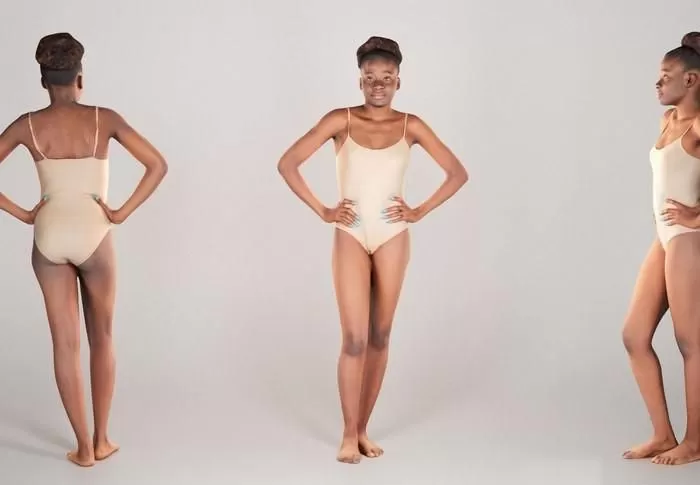 PBR Game 3D Model – Sexy young woman in beige bodysuit posing 233