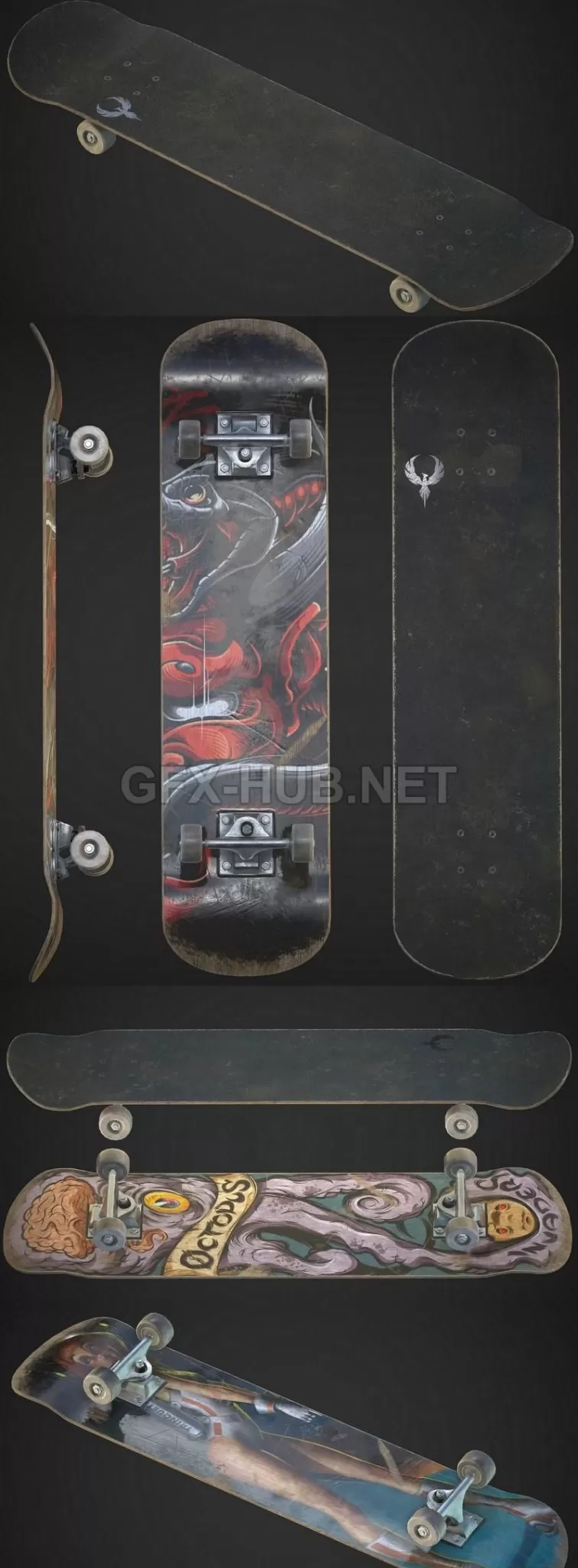 PBR Game 3D Model – Skateboard