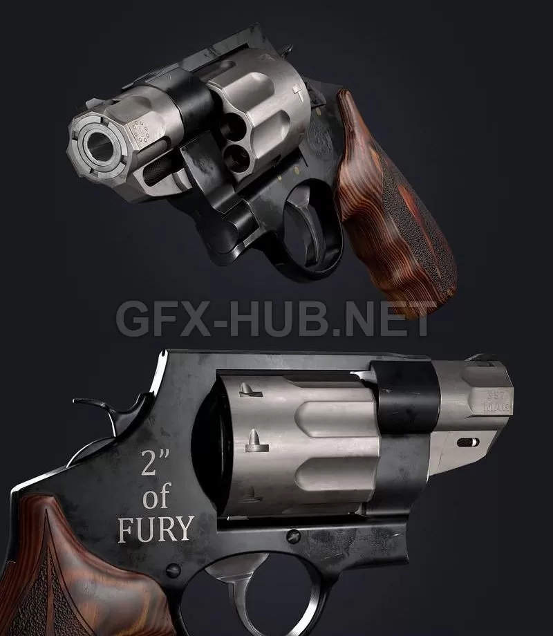 PBR Game 3D Model – Smith and Wesson 327 Magnum