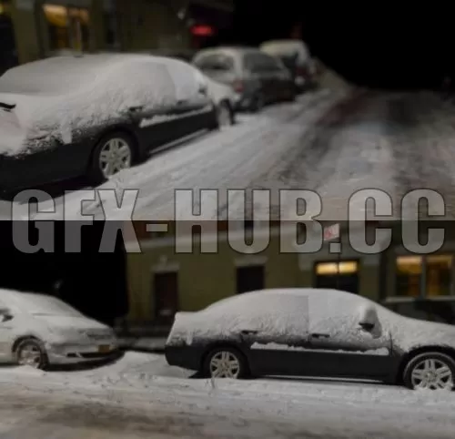 PBR Game 3D Model – Snowed street in Bushwick, Brooklyn PBR