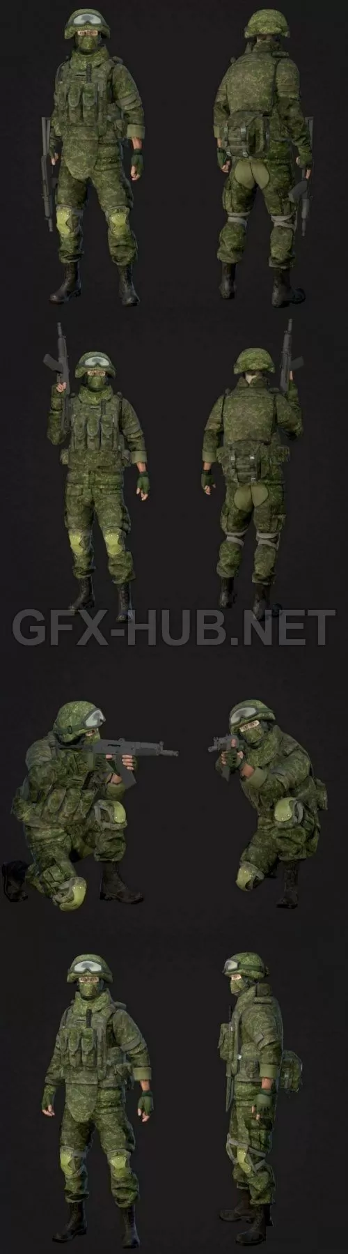 PBR Game 3D Model – Soldier in equipment