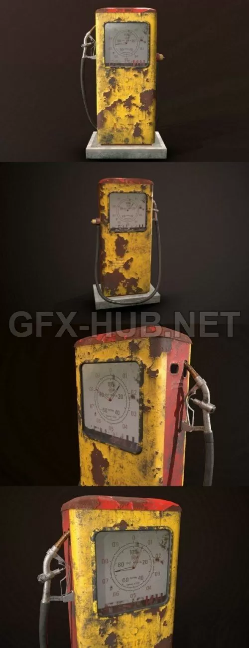 PBR Game 3D Model – Soviet Gasoline Pump