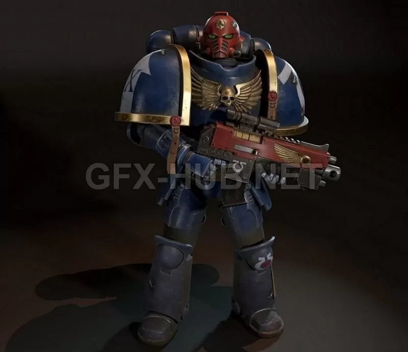 PBR Game 3D Model – Space Marine Primaris