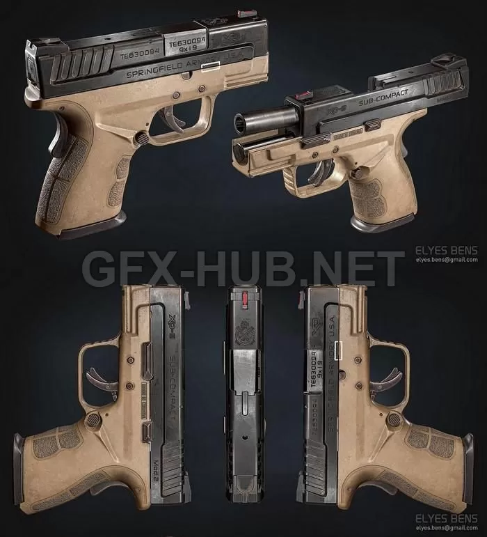PBR Game 3D Model – Springfield XD Mod-02 HANDGUN