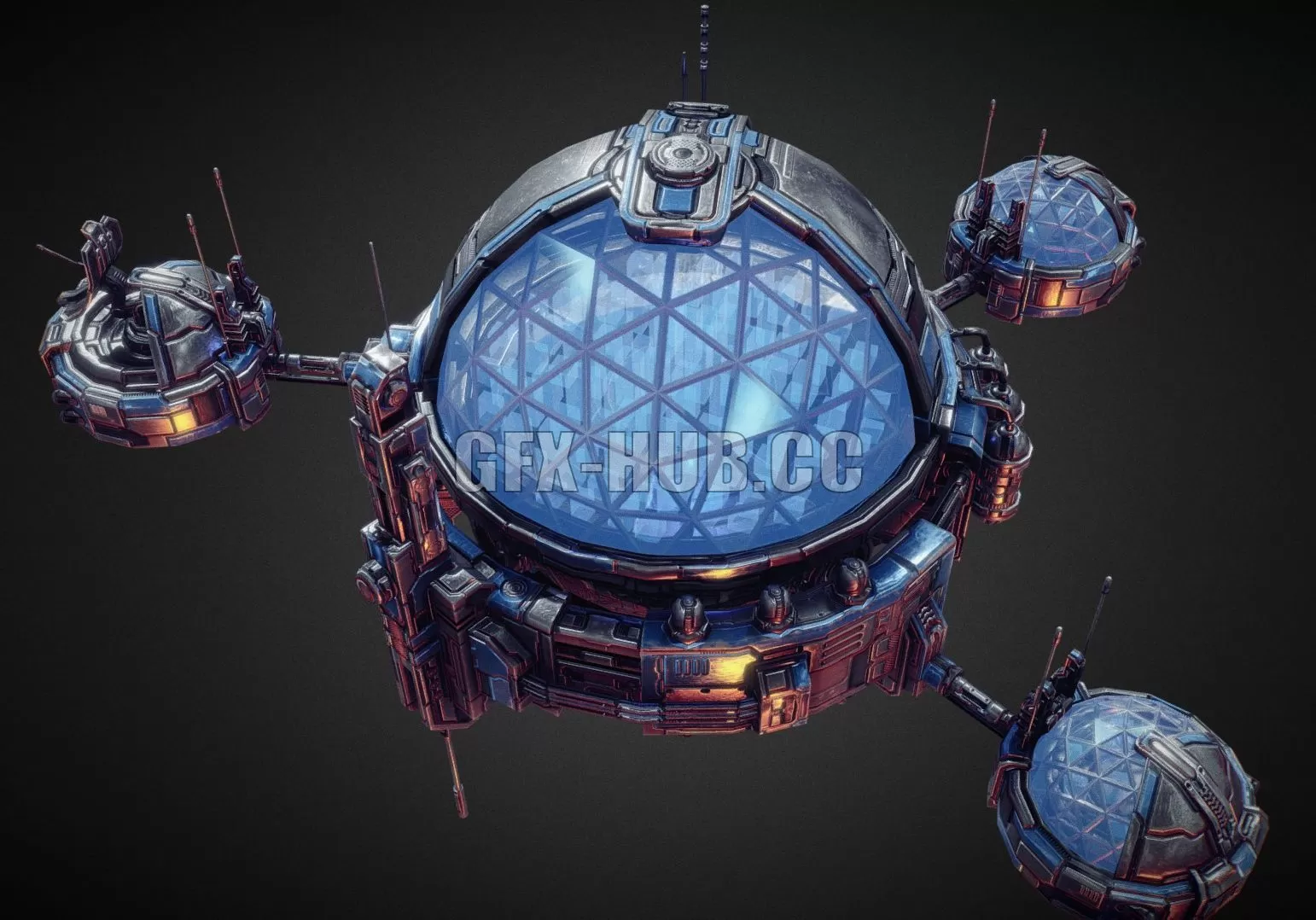 PBR Game 3D Model – Starfall Tactics — Science station