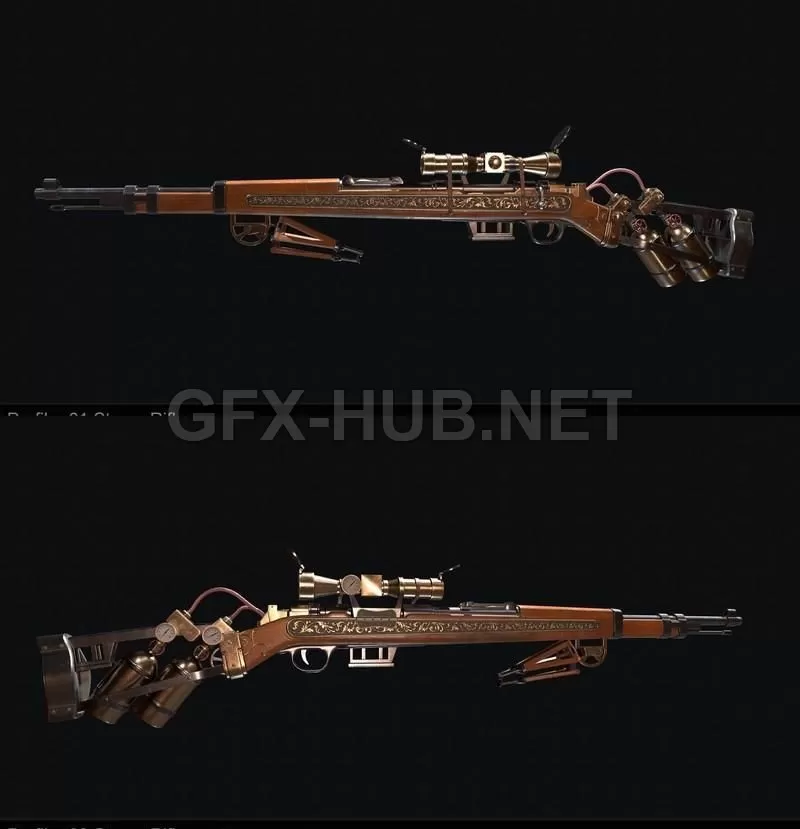 PBR Game 3D Model – Steam Rifle