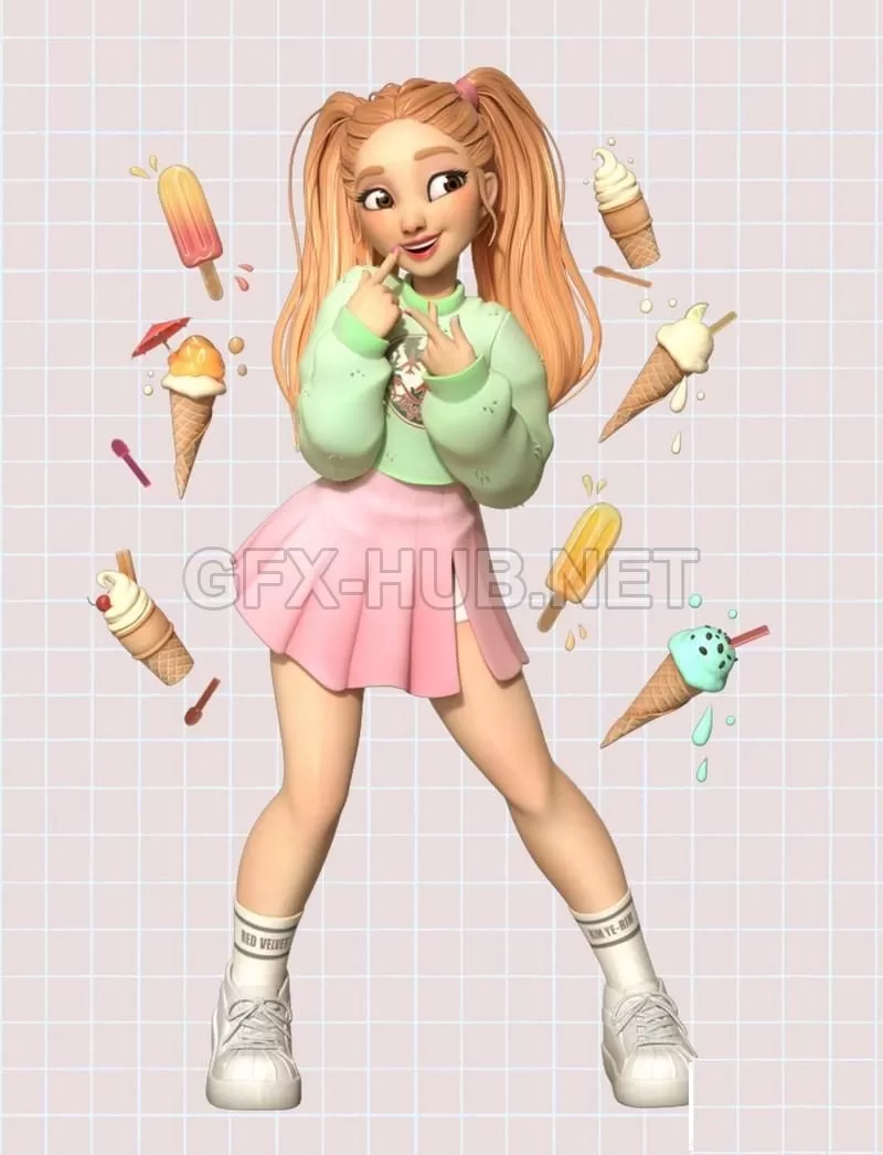 PBR Game 3D Model – Stylized Yeri from RedVelvet