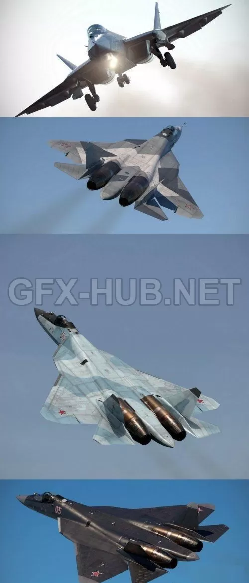 PBR Game 3D Model – Sukhoi SU57 PBR