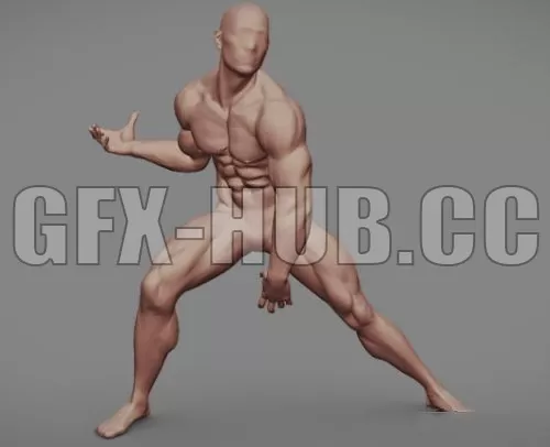 PBR Game 3D Model – Superhero men Figure Pose