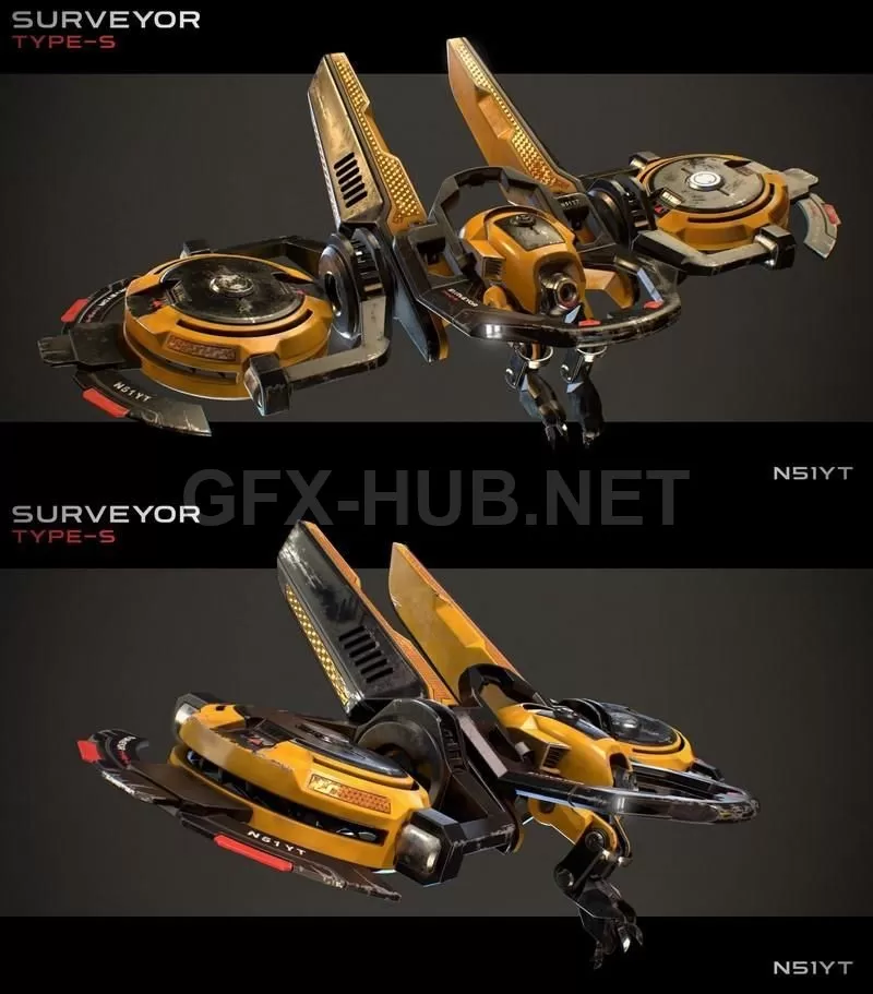PBR Game 3D Model – Surveyor Drone Type-S