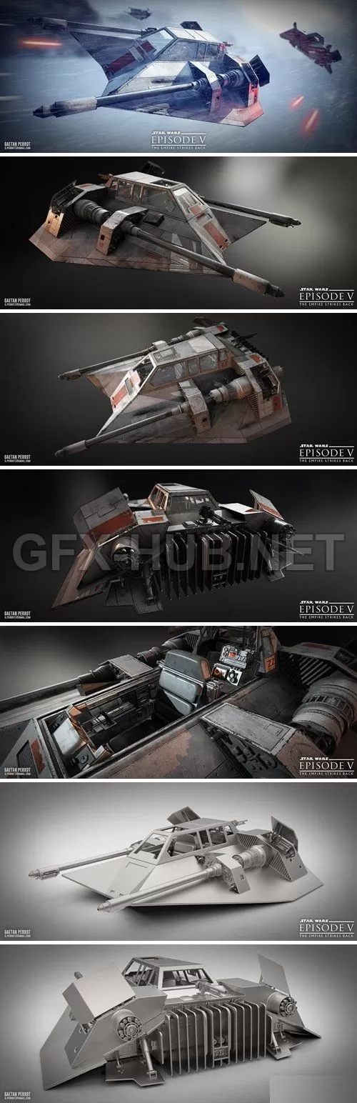 PBR Game 3D Model – T-47 Snowspeeder Star Wars