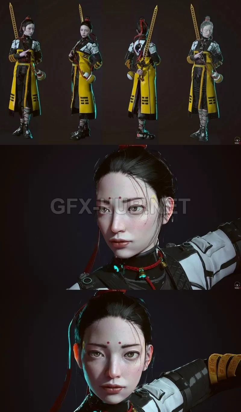 PBR Game 3D Model – Taoist Punk