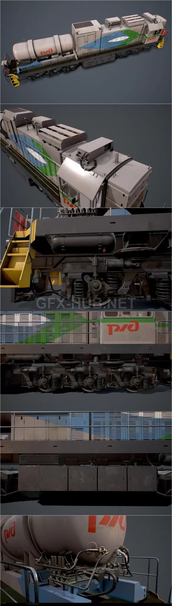 PBR Game 3D Model – TEM-19 Experimental Locomotive