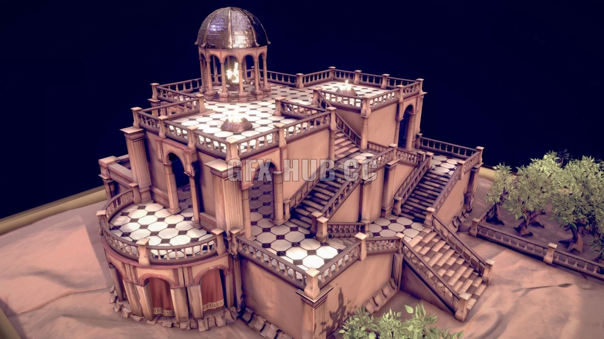 PBR Game 3D Model – Temple Environment