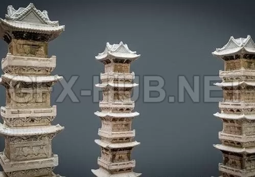 PBR Game 3D Model – Temple Tower PBR