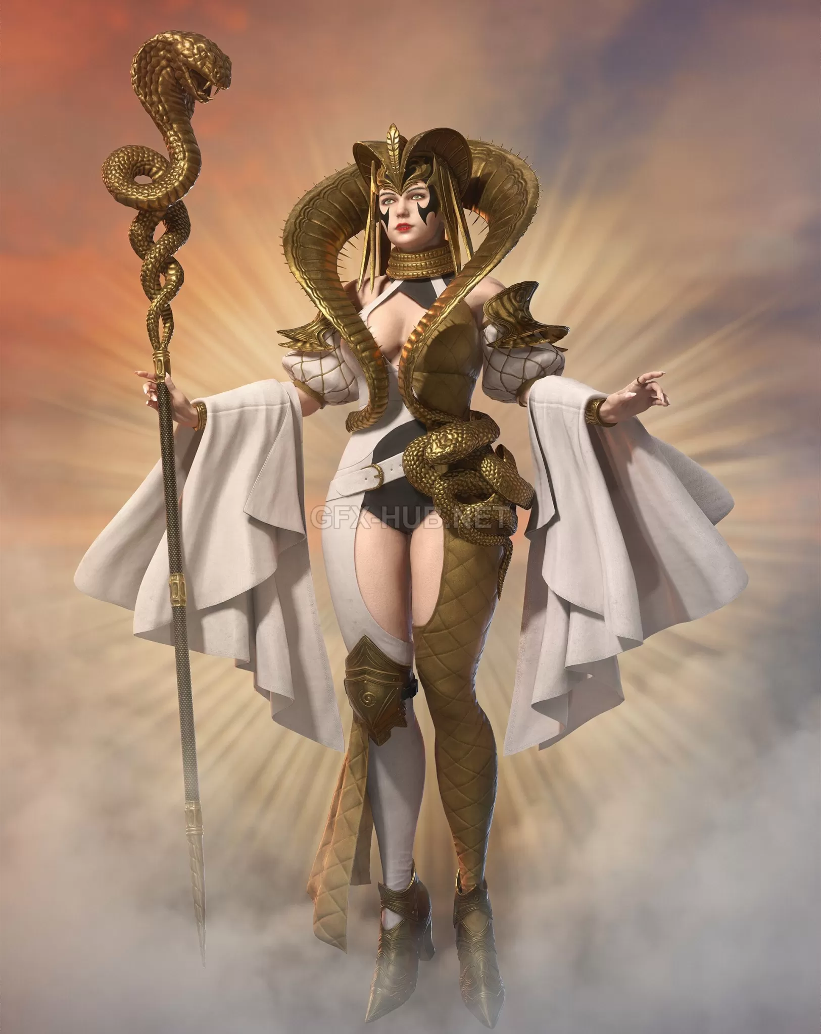 PBR Game 3D Model – The Cobra Sorcerer