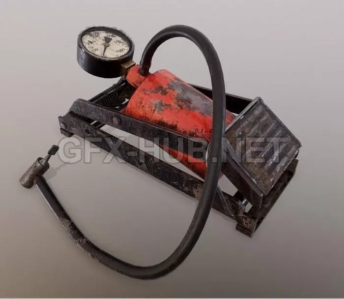 PBR Game 3D Model – The Old Foot Pump