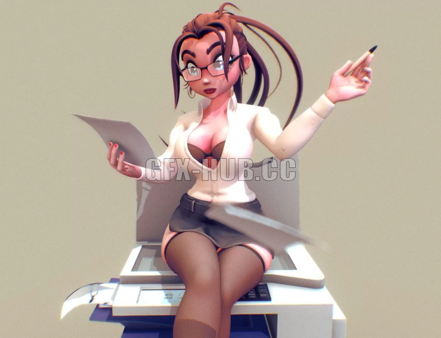 PBR Game 3D Model – The Secretary