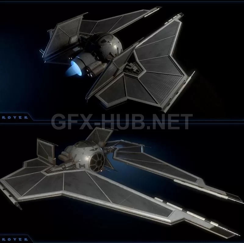 PBR Game 3D Model – Tie Destroyer