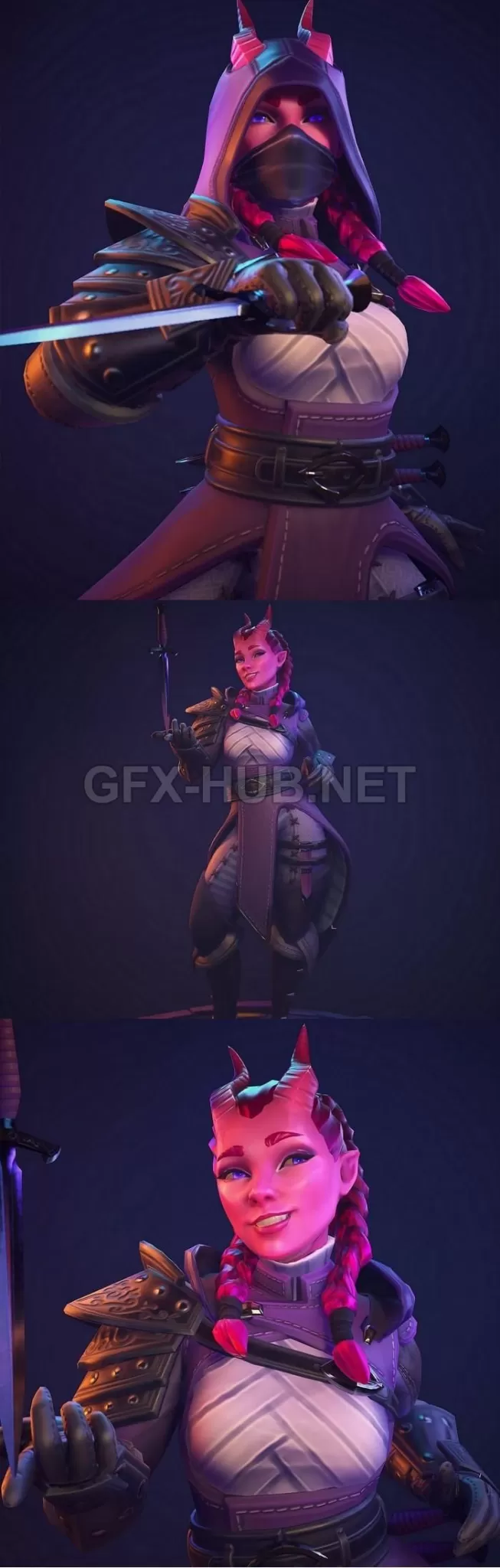 PBR Game 3D Model – Tiefling Rogue