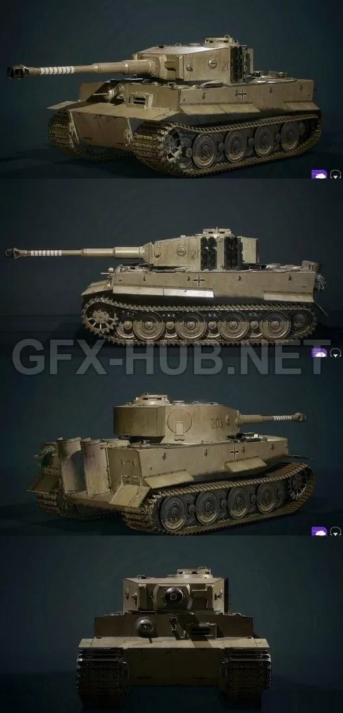 PBR Game 3D Model – Tiger 1 World War II Tank PBR