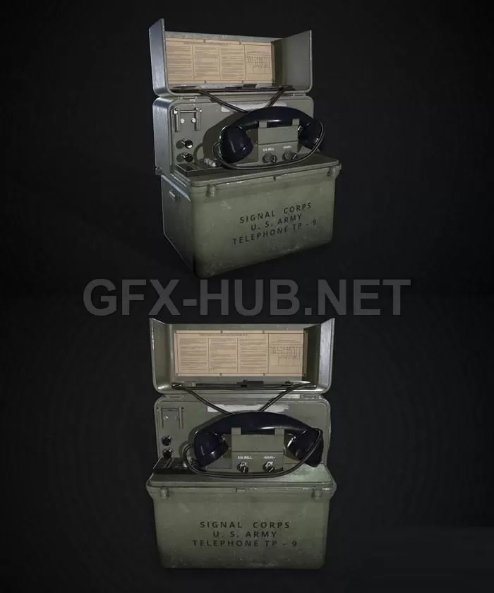 PBR Game 3D Model – TP-9 US ARMY Military Telephone