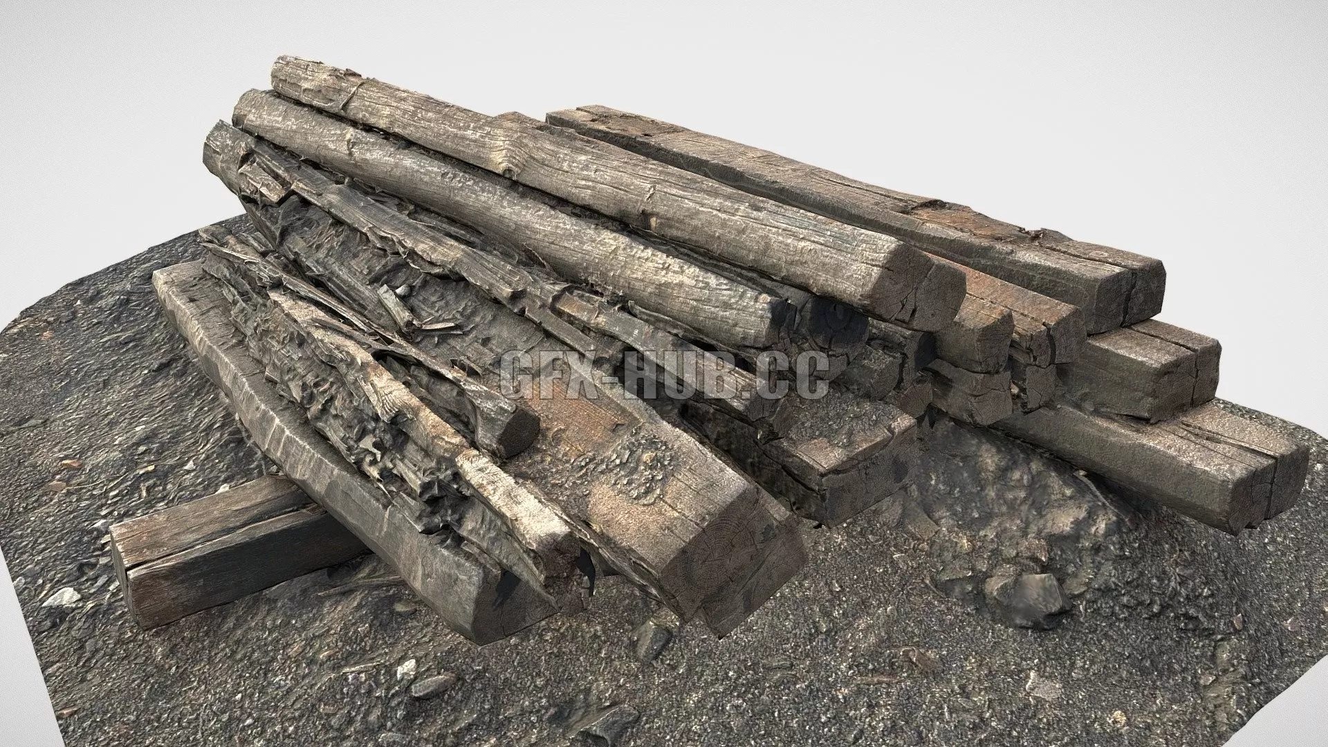 PBR Game 3D Model – Train Track Underlays Old
