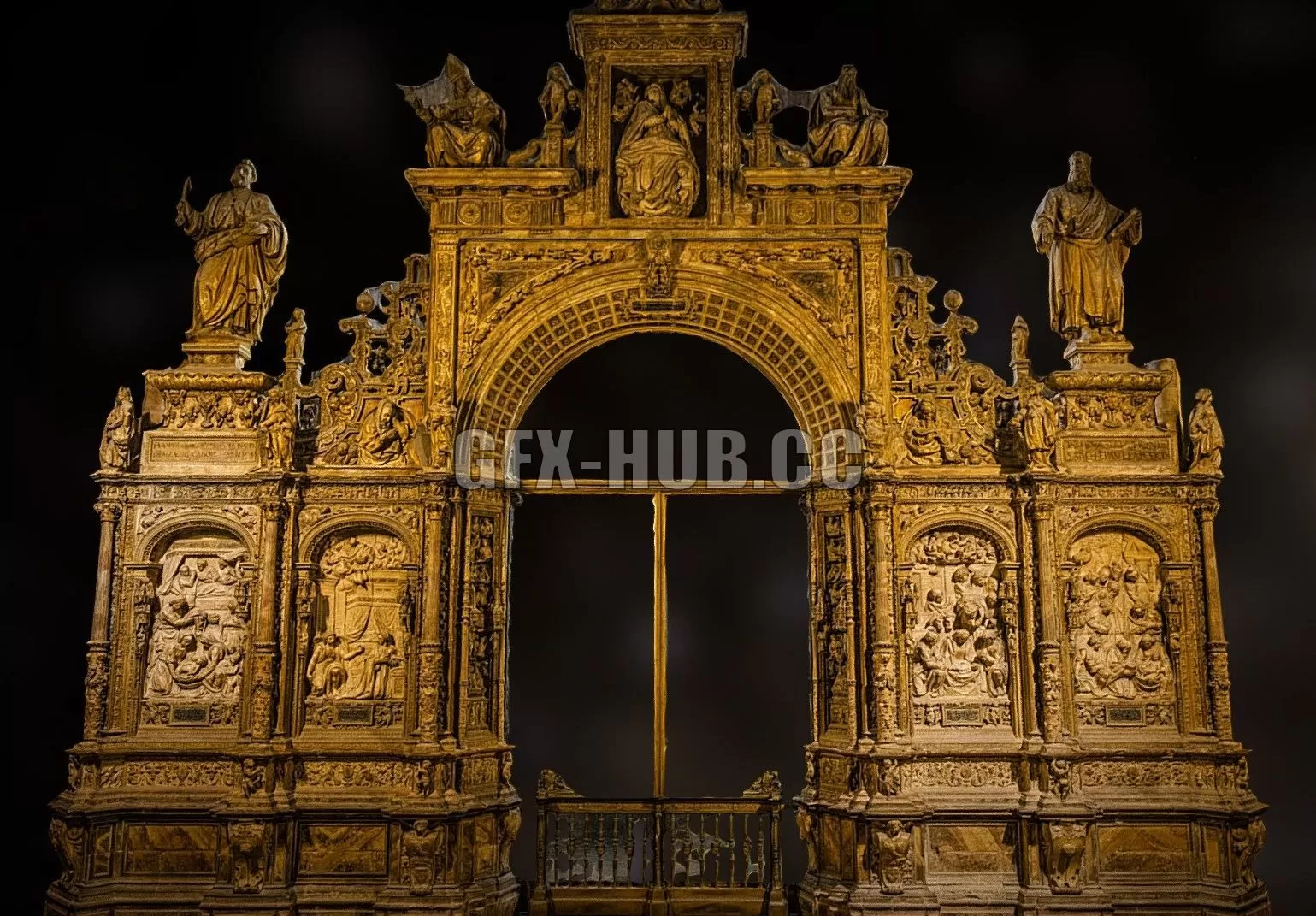 PBR Game 3D Model – Trascoro de la Catedral de León (low poly)