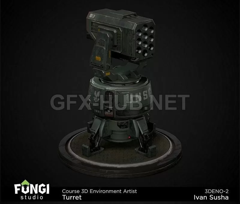 PBR Game 3D Model – Turret