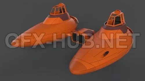PBR Game 3D Model – Twin Pod Cloudcar