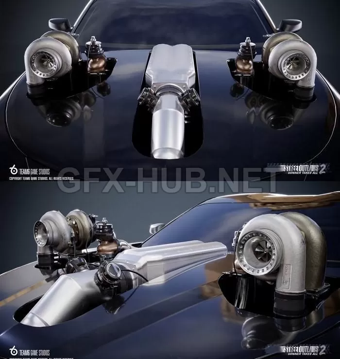 PBR Game 3D Model – TwinTurbo Engine