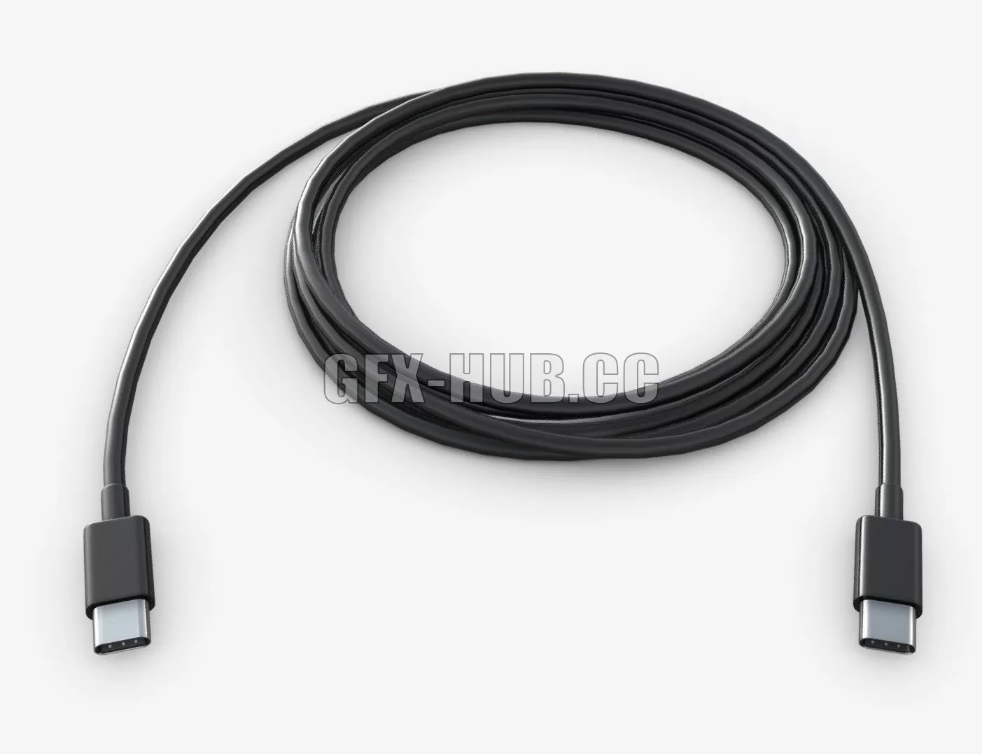 PBR Game 3D Model – USB C cable double sided black