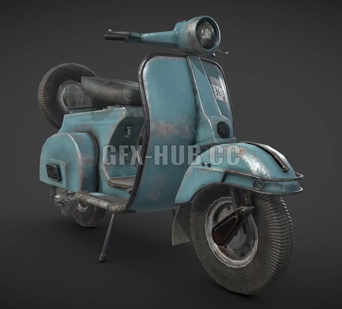 PBR Game 3D Model - Vintage Scooter - 3DSKY Decor Helper