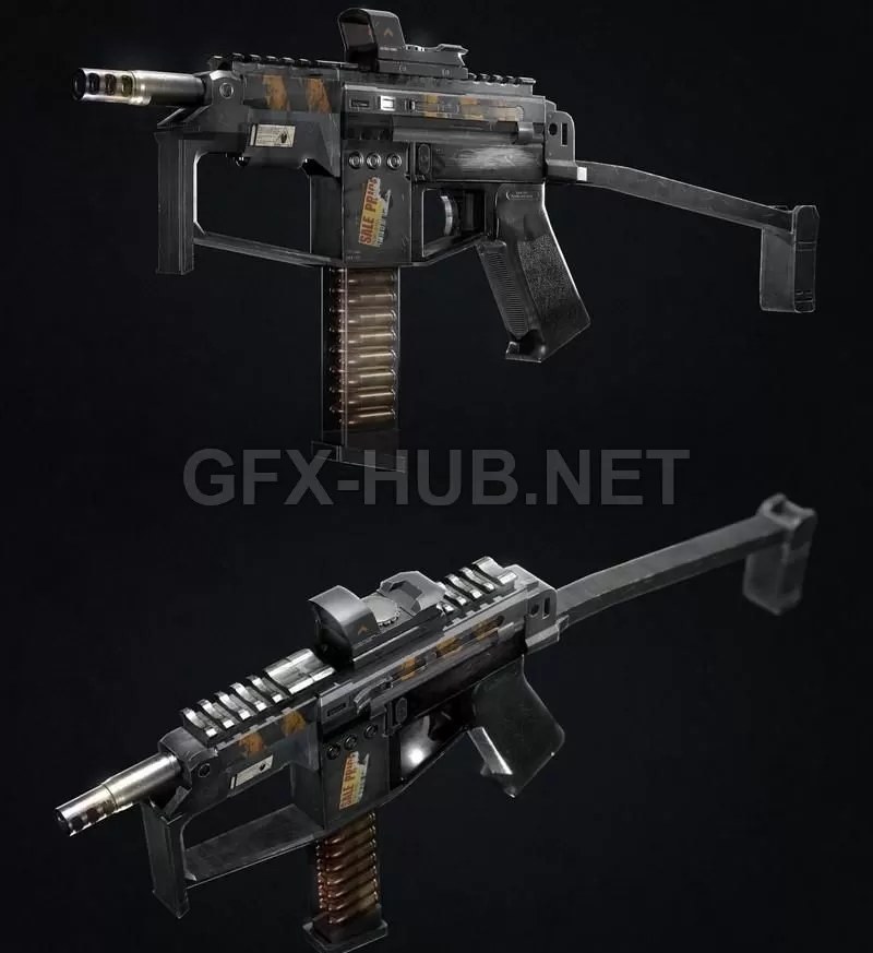 PBR Game 3D Model – Wardog SMG PBR