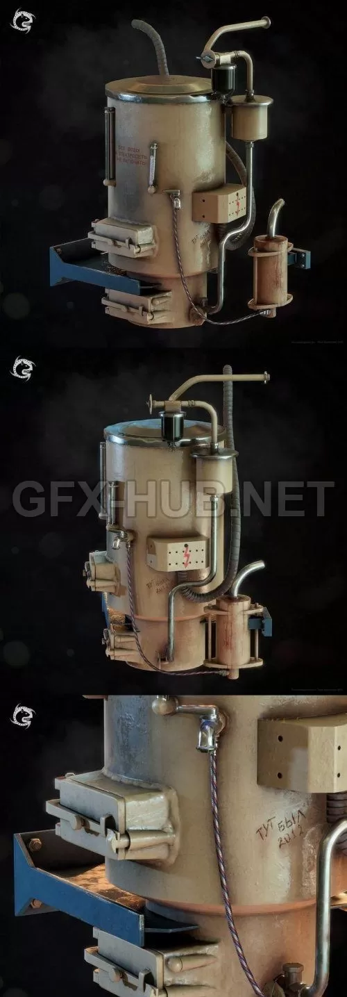 PBR Game 3D Model – Water Heater 02 (max, fbx, obj)
