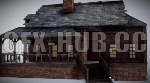 PBR Game 3D Model – Western Farm House PBR