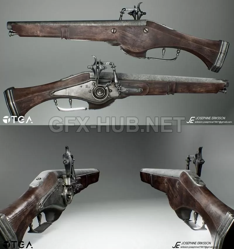 PBR Game 3D Model – Wheel lock-gun